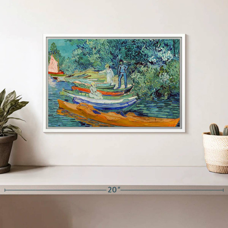 Rive de l'Oise à Auvers, Cadre flottant blanc, 13 po x 9 po