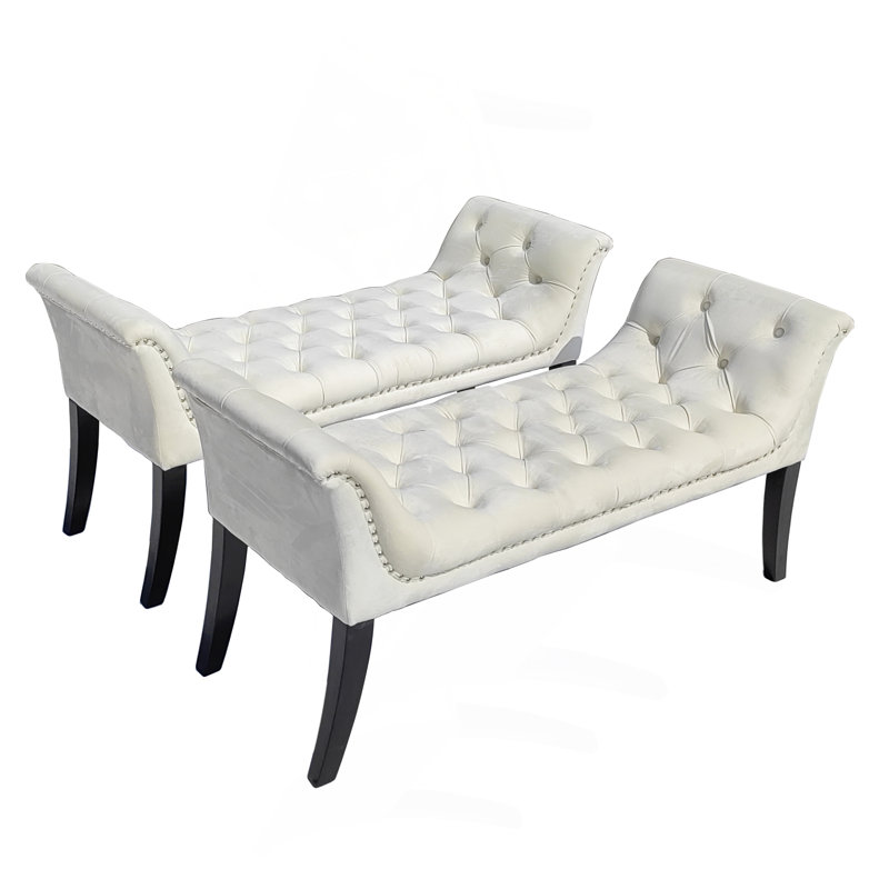 Banc repose-pieds capitonné avec accoudoirs