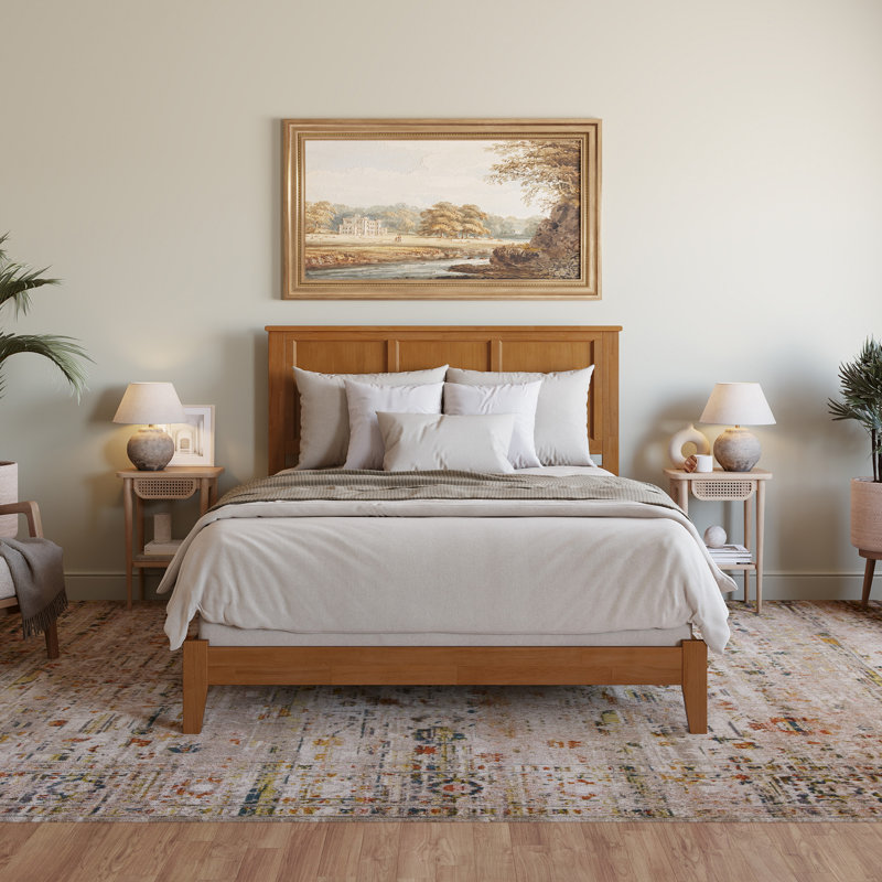 Troutville Solid Wood Standard Bed, Queen, Light Toffee