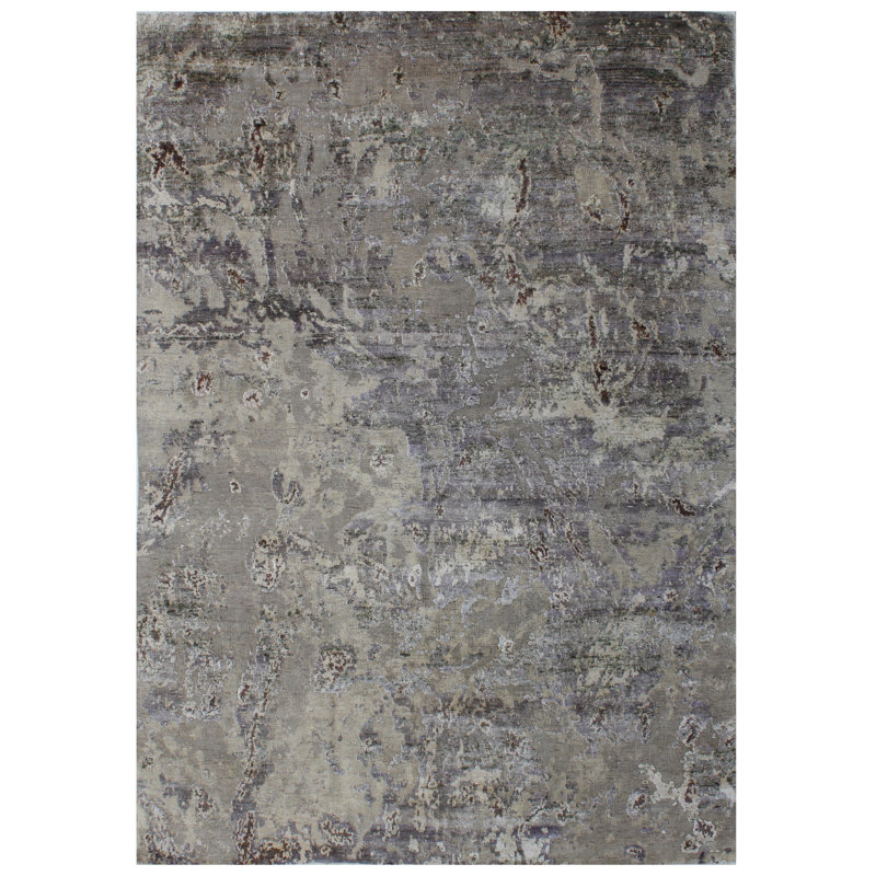 Odyssey Modernist Organic Abstract Hand-Knotted Wool/Silk Gray Beige Area Rug / Rug Size: Rectangle, Rectangle 8' x 10'