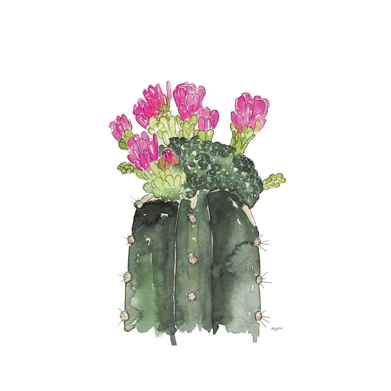 Blooming Cactus 1 Piece Wrapped Canvas Wall Art, 101.6cm H x 66.04cm W, Wrapped Canvas