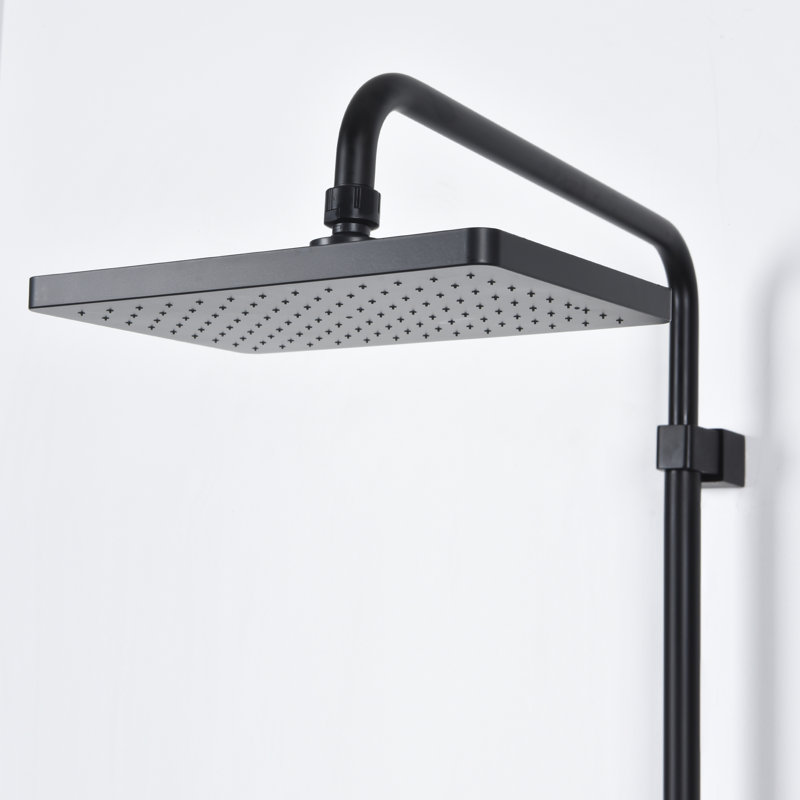 53.15” Solid Brass Height Adjustable Exposed Complete Shower System with Handheld Shower Head, Matte Black