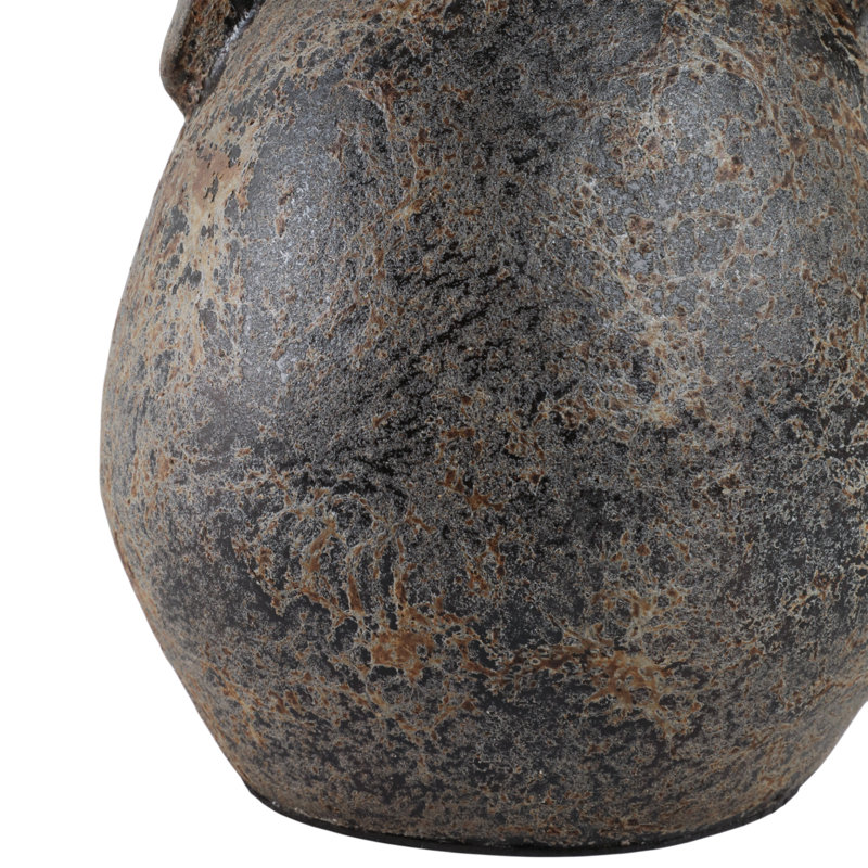 Vase Pottery Terracotta Textured Finish with Woven Handle Gray for Home Office Bedroom Living Room Decor.