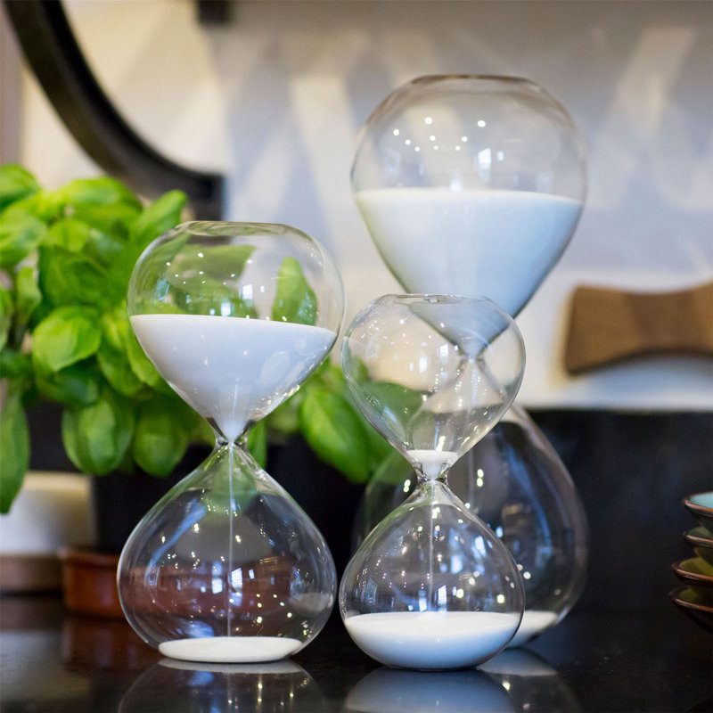 Nicola Spring - Glass Kitchen Sand Timer - Clear, 18cm H x 8.5cm W x 8.5cm D