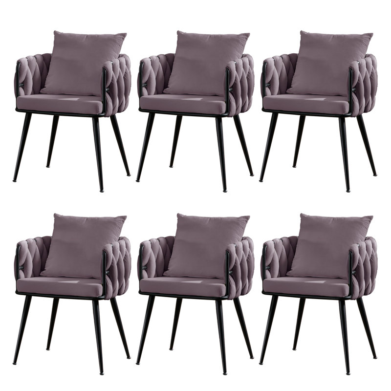 Chaise avec accoudoirs en velours Lazarre, Mauve