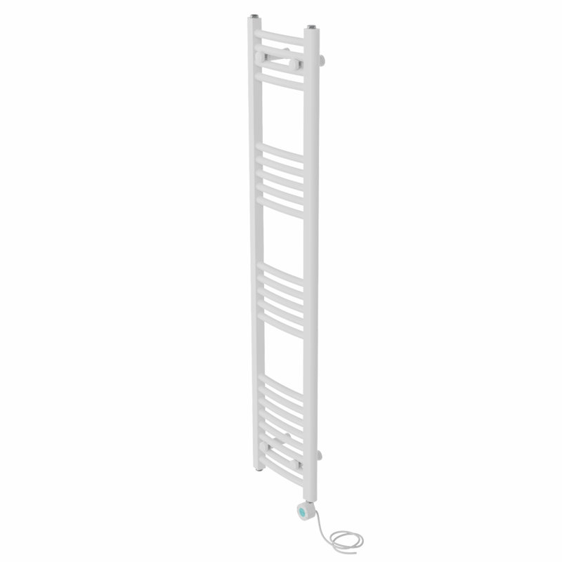 Kacey Curved Towel Rail Heated Towel Rails, White, 140" H x 30" W x 3.4" D