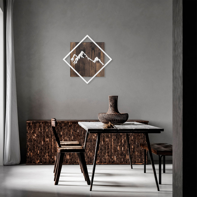 Stylish Decorative Wooden Wall Accessory, 21.3 x 21.3 inches | 50% Real Walnut Wood & 50% Metal (Thickness: 0.1 inches) | Wall-Mountable, Unique Color Variations, Perfect for Modern Home Decor & Living Spaces