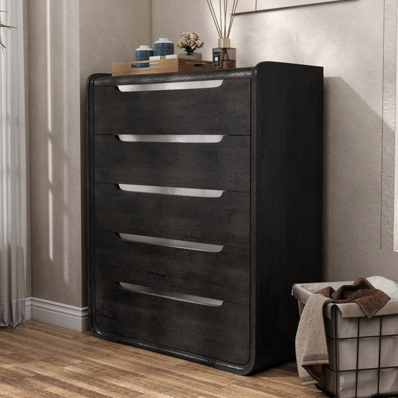 Commode 5 tiroirs Barry, Noir