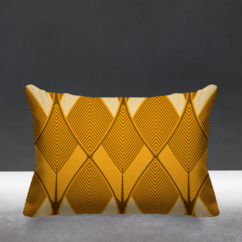 Coussin décoratif intérieur / extérieur Abstract Leafs, Jaune