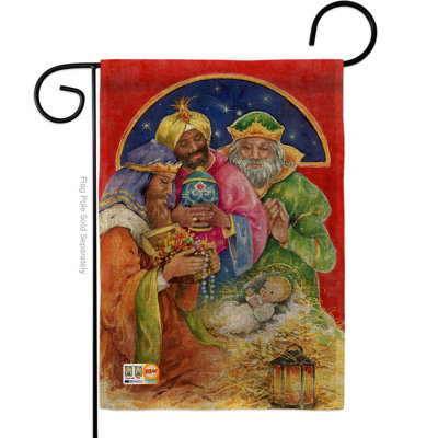 Drapeau de jardin à 2 côtés 1 pi 6,5 po x 1 pi 1 po en polyester à trois rois cadeaux