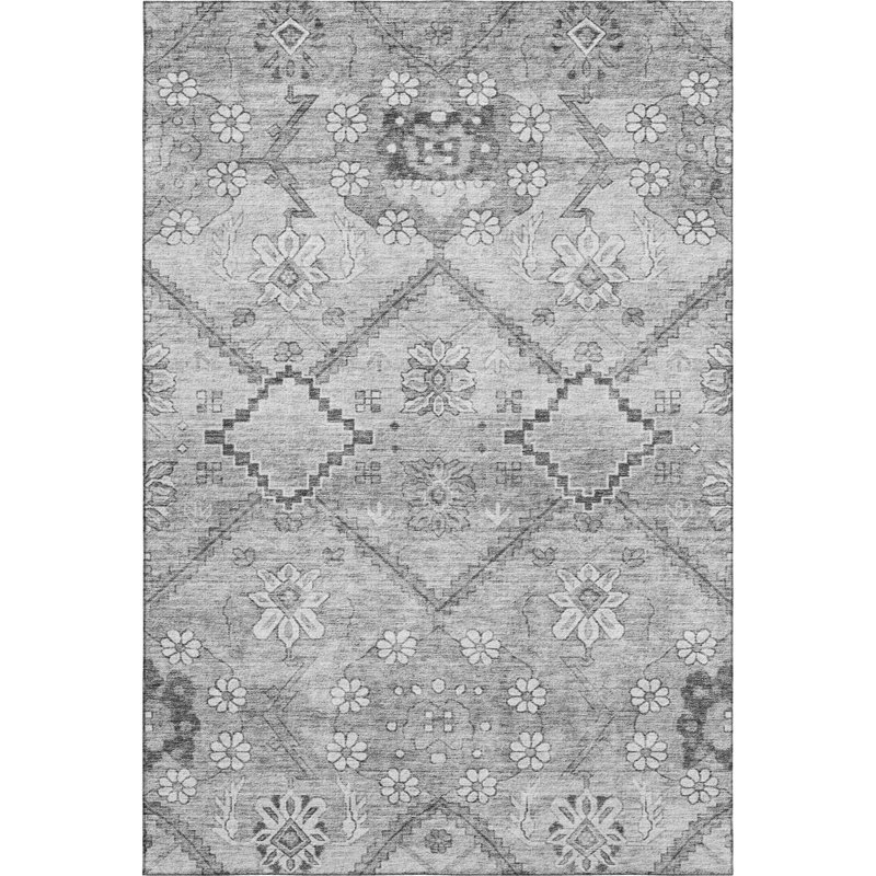 Premium Machine Washable Prisco Gray Rug, Rectangle 8' x 10'