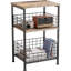Table d'appoint, petit support de tourne-disque avec rangement, table de chevet en vinyle pour le salon, la chambre à coucher, le bureau (brevet en instance) (brun et noir)-939513202