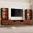 125.9" Mid-century Modern Brown Entertainment Center With Drawers And Storage For 55/58/65/70/75 Inch TV, Wood Walnut Finish 78.7" TV Stand and 23.6" Glass Display Cabinet Set Media Console For Living Room-1377331770
