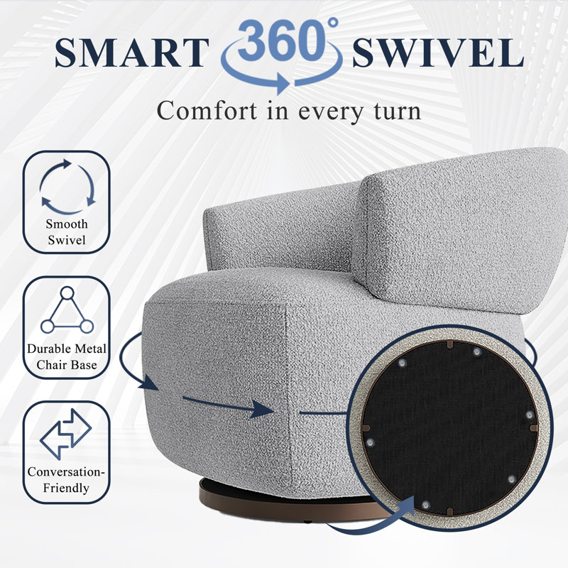 Accent Lounge Sofa with 360-Degree Base, Gray
