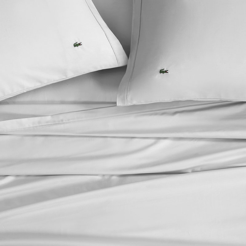 Ensemble de draps en coton percale Lacost, Ensemble de draps pour lit simple TG avec 1 taie d, Micro-puce