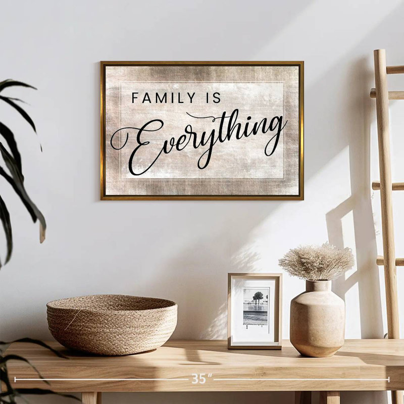«Family Is Everything», citation, 19 po x 13 po, Cadre flottant doré
