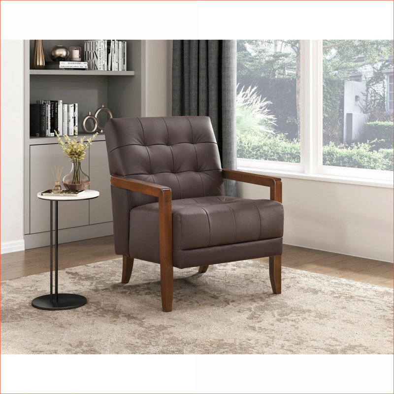 Fauteuil moderne brun foncé avec rembourrage en mousse et pieds hauts