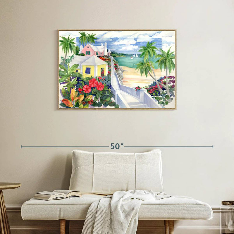 Island Cliff, Cadre flottant en bois naturel, 37 po x 25 po