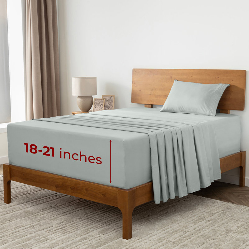 Ensemble de draps Mellanni 1800, Menthe spa, Ensemble de draps pour taille de lit simple TG ave