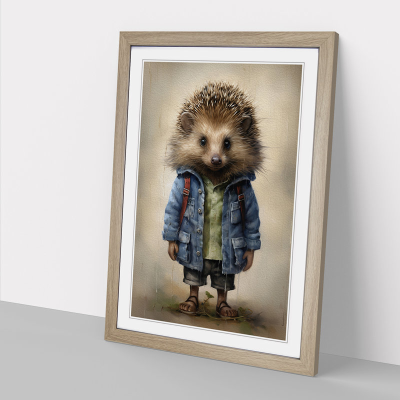Hedgehog with Glasses Painting - Framed Print