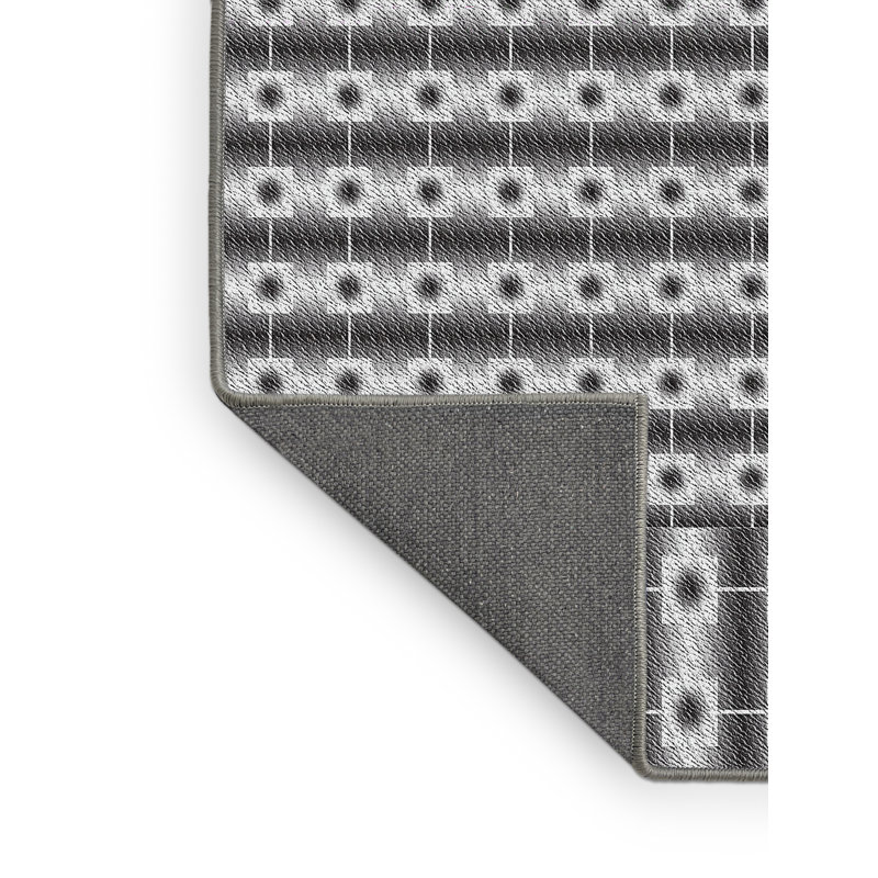 Tapis noir/blanc cassé tissé à la machine, Rectangle 3 pi x 5 pi