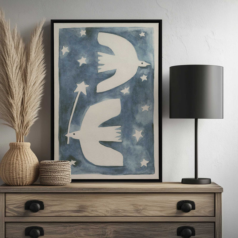 «Celestial Birds V2» par Alisa Galtsyna, reproduction d'art, Tanné, Impression encadrée sans passe-partout, H 16 po x l 12 po