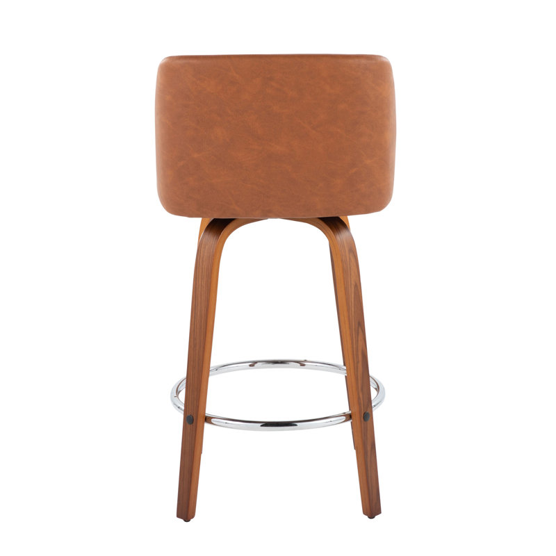 Tabouret de comptoir contemporain, Siège brun / cadre brun / argent