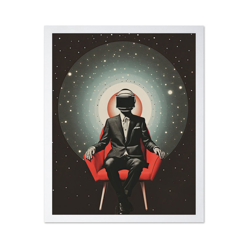 Homme masqué psychédélique n ° 1, Poster, White Framed, 11"H x 14"W
