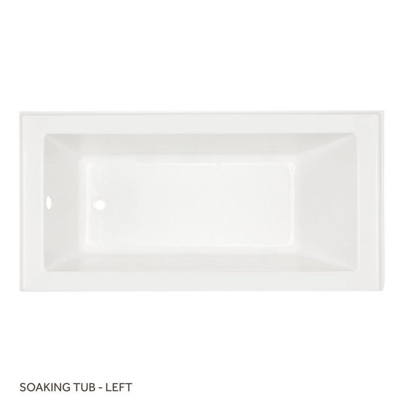 Sitka 60" Three Wall Alcove Acrylic Soaking Tub, Left