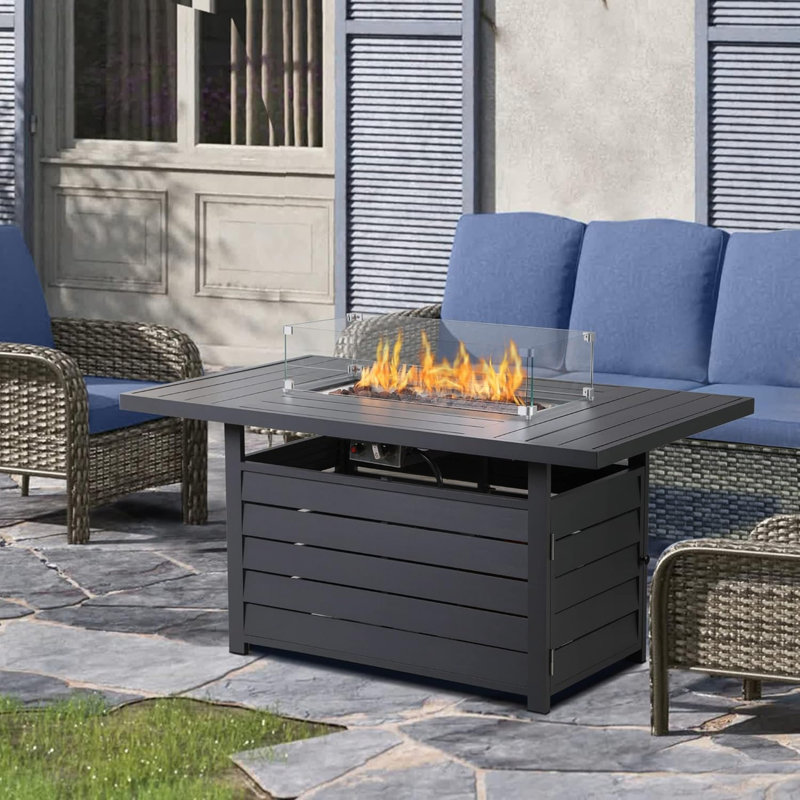 Rectangle Aluminum Propane Smokeless Fire Pit Table