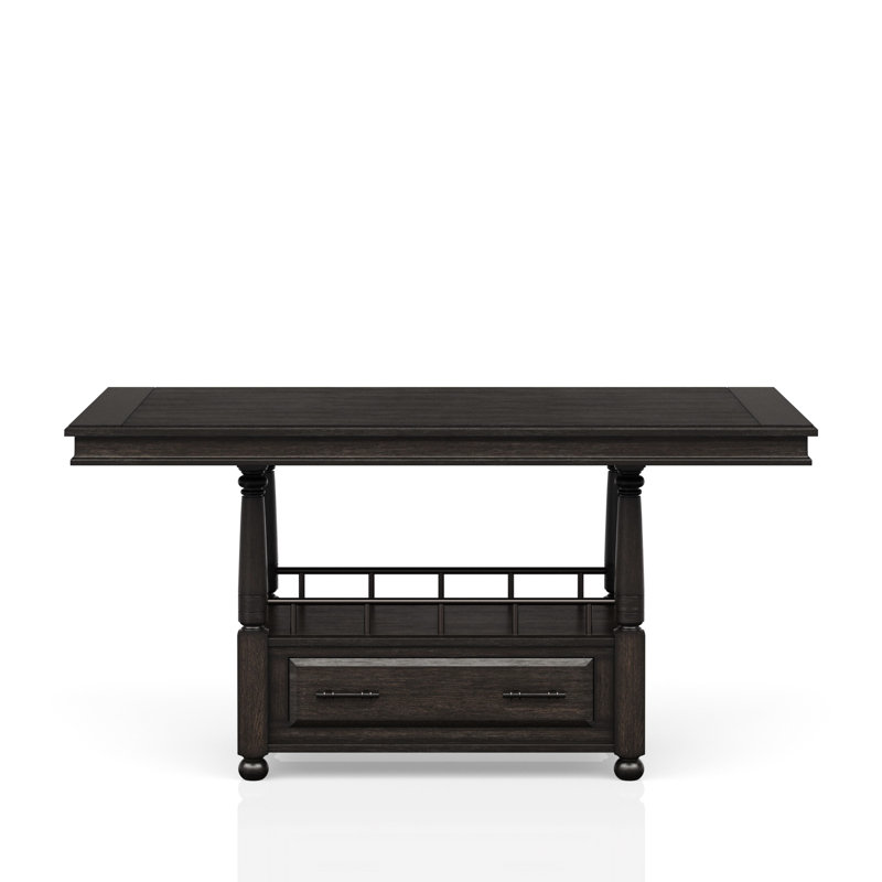 Table de salle à manger à hauteur de comptoir profonde avec rangement et tiroir en bois massif et tiroir de rangement combiné