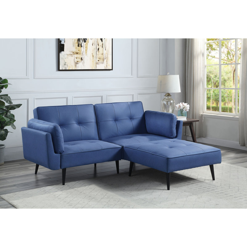 Canapé et repose-pieds réglables, tissu bleu