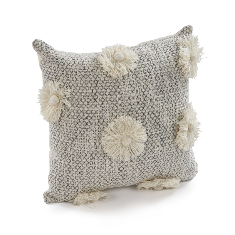 Brooklyn Pom-poms Cotton Throw Pillow, Pillow Cover Only - No Insert