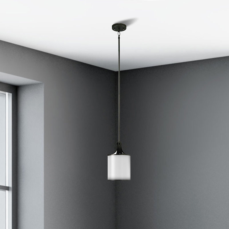 Luminaire suspendu cylindrique 1 lumière, Argent ancien