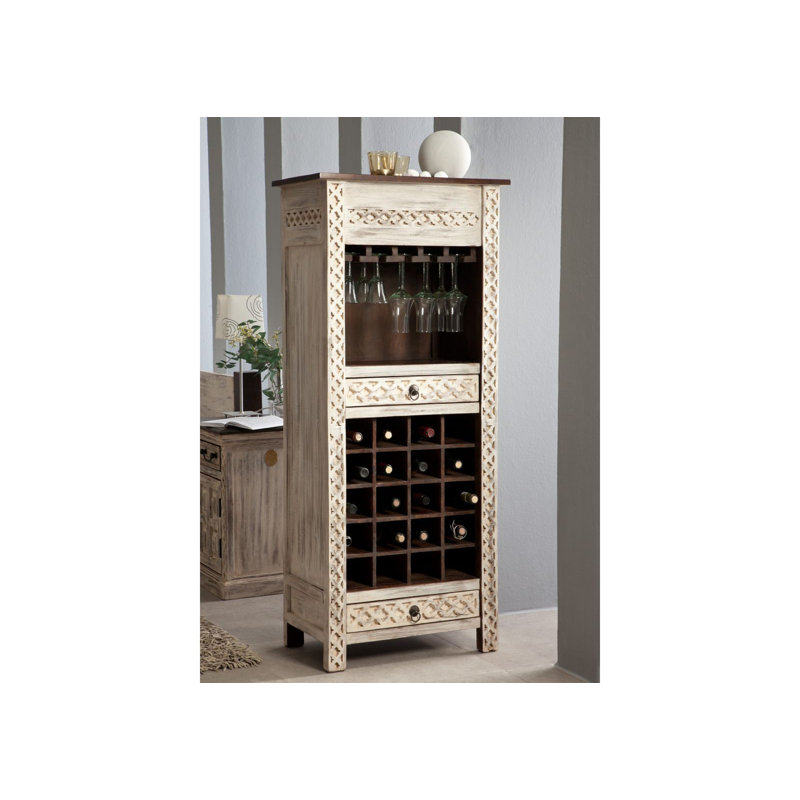 Castle Solid Wood Floor Wine Bottle Rack in White