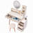 Stylish Vanity Table + Cushioned Stool, Touch Control LED Mirror, Large Capacity Storage Cabinet, 5 Drawers, Fashionable Makeup Furniture, Length Adjustable(L31.5"-43.2"x W15.8" x H48.1")