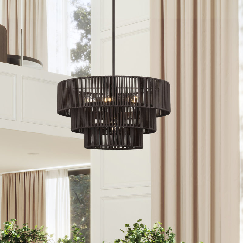 Lustre suspendu 6 lumières Asllan, Bronze, Brun