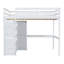 Lit mezzanine en bois massif avec garde-robe, bureau et tiroirs de rangement pleine grandeur Ellington
