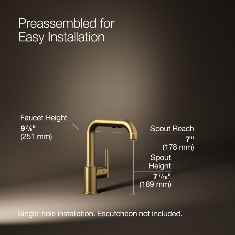 Purist® Single Handle Kitchen Faucet, Vibrant Brushed Moderne Brass