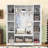 Farmhouse Hall Tree with Bench, Cabinets, 5 Hooks and Adjustable Shelves-129691267