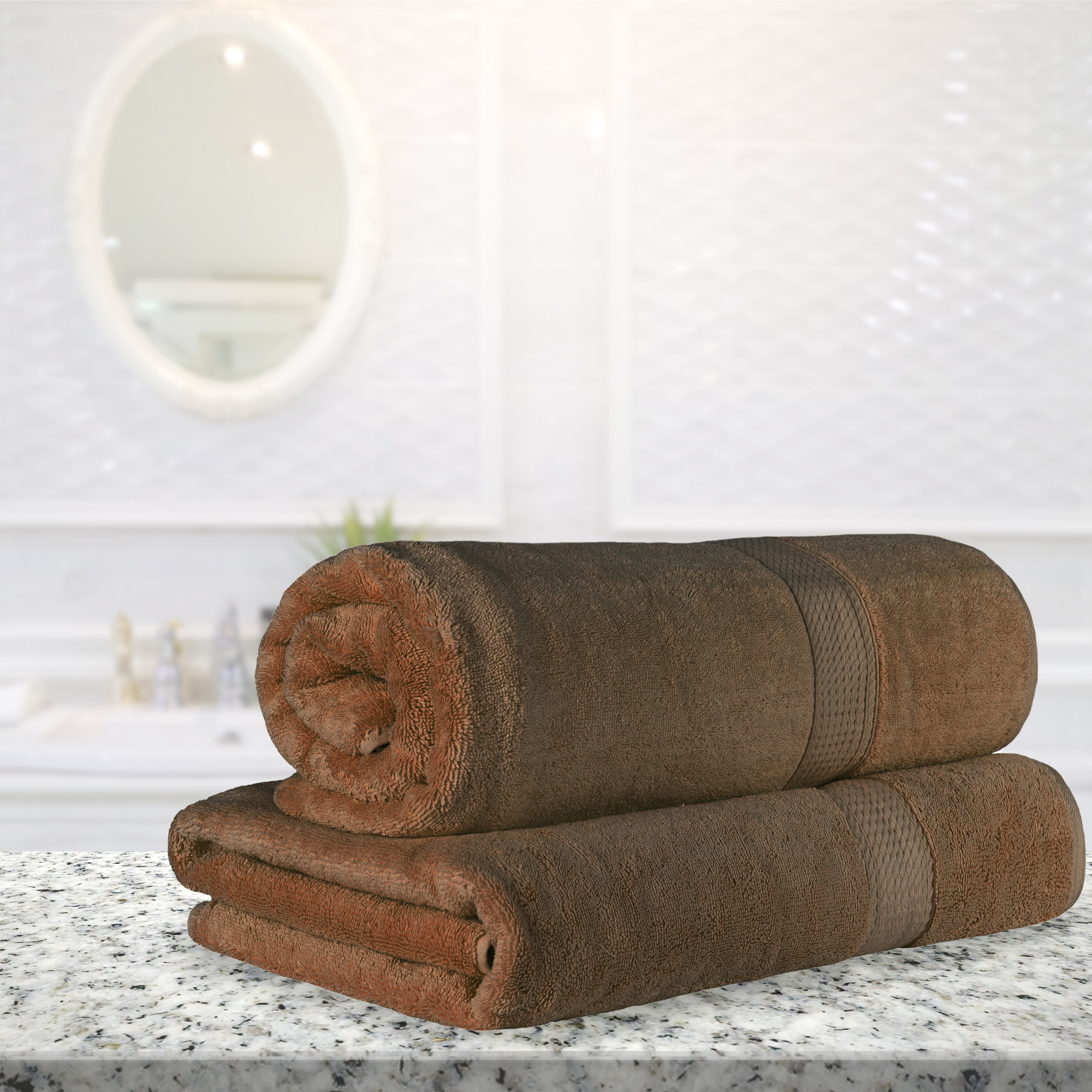 Renata 2 Piece 800 GSM Certified Egyptian Cotton Bath Sheet Set , Chocolate