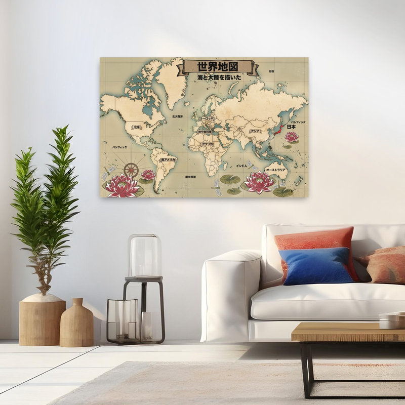 Art mural rétro, carte du monde rétro