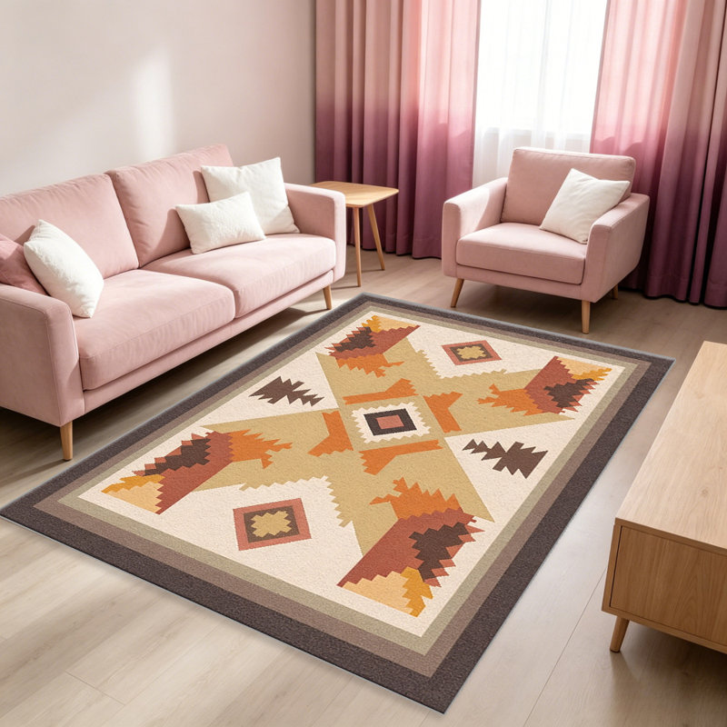 Southwest Kilim Terracotta carpet-easy to clean, machine-washable, soft and comfortable; suitable for door mats, kitchens, living rooms, bedrooms, corridors, and laundry areas. Easy to clean, durable carpet for home decoration.