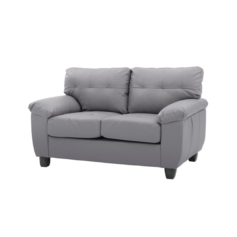 Benton 57'' Faux Leather Loveseat, Gray Faux Leather