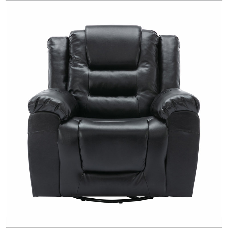 360°Swivel and Rocking Home Theatre Recliner Manual Recliner Chair with Wide Armrest, Black