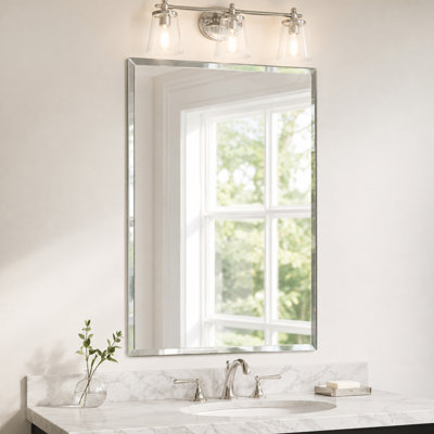 Rectangular Beveled Frameless Vanity Mirror