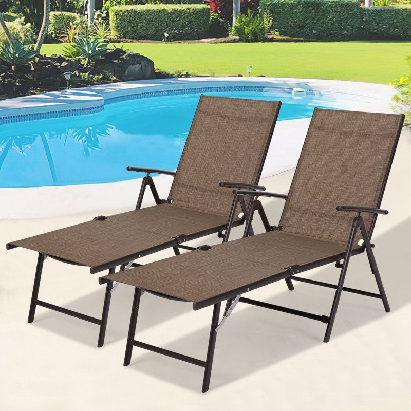 Denyel Outdoor Metal Chaise Lounge, Brown
