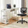 Desk and Chair Set: 48 Inch White Computer Desk & Height Adjustable Black Mesh Chair