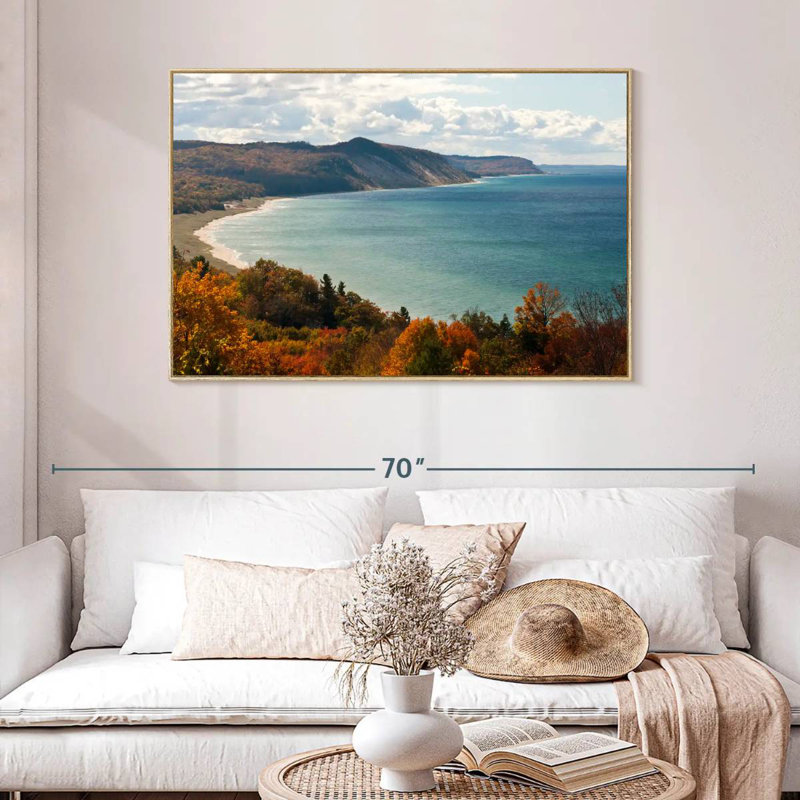 Dunes du lac Michigan, Cadre flottant en bois naturel, 25 po x 17 po