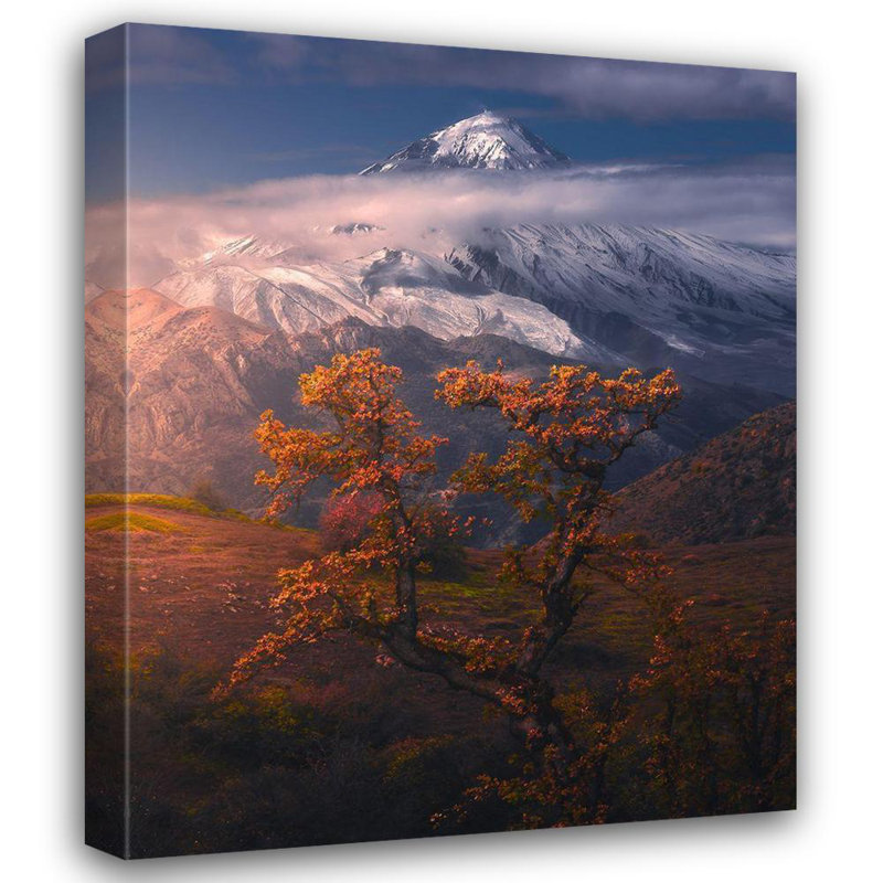 «Lark Manor ™ Behzad, galerie d'art sur toile tendue Majid, thème automnal dans les montagnes d'Alborz, H 34 po x l 28 po